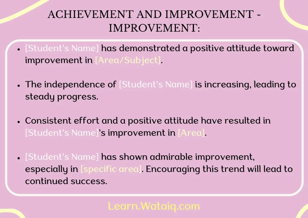 3. Achievement and Improvement - Improvement